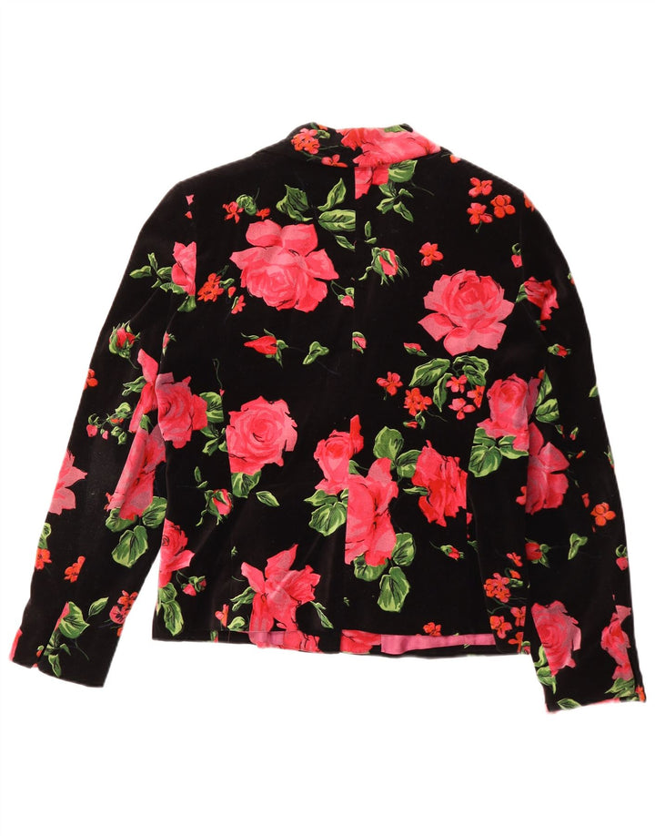 Madeleine Γυναικείο βελούδινο σακάκι 2 κουμπιών UK 14 Medium Black Floral