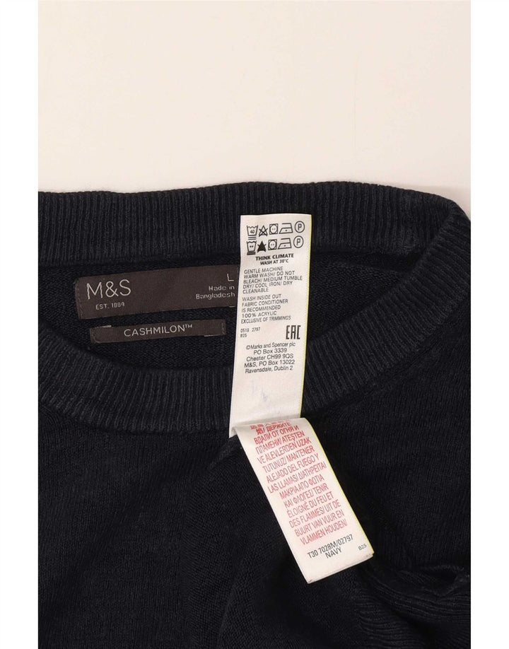Marks & Spencer Ανδρικό πουλόβερ με λαιμόκοψη μεγάλου μπλε ακρυλικό