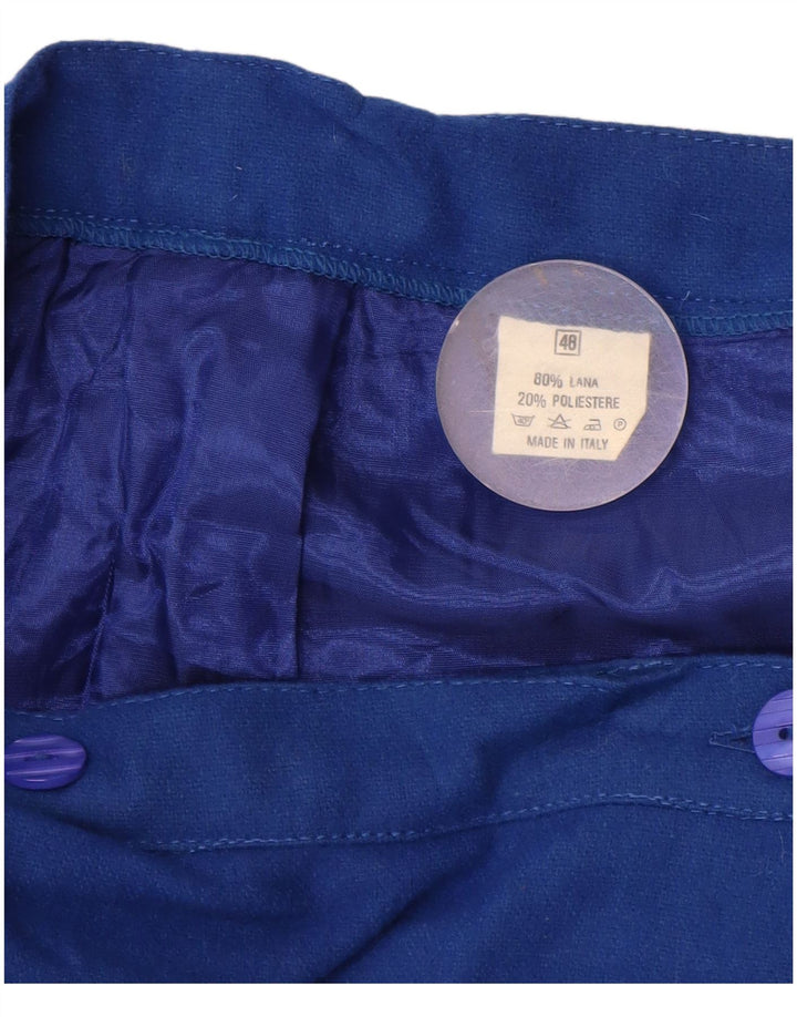 Vintage Γυναικεία Wrap Φούστα IT 48 XL W38 Blue Floral μαλλί