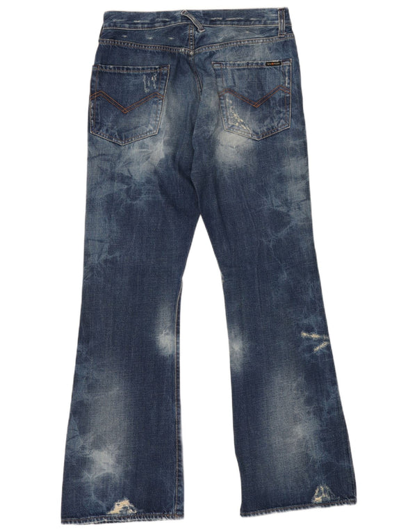 ENERGIE Γυναικεία Acid Wash Distressed Flared Jeans W29 L32 Blue Cotton