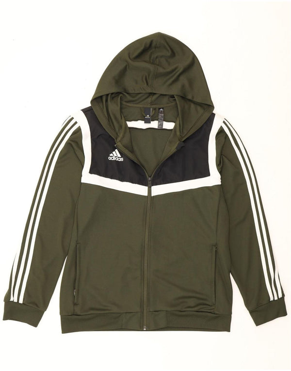 Ανδρική αθλητική φόρμα Adidas Climalite Hooded Top Jacket Large Khaki Colourblock