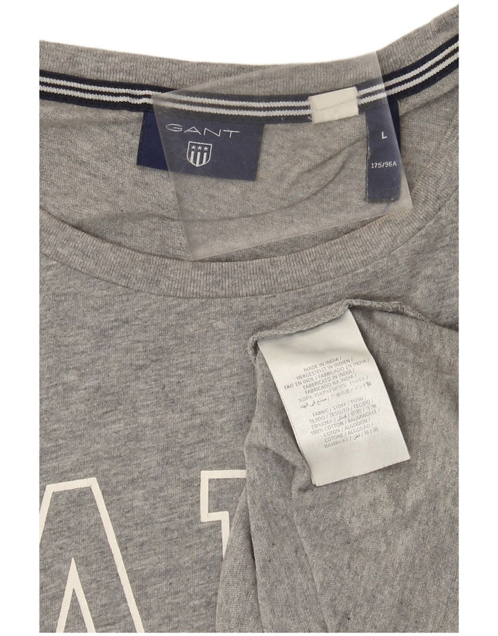Ανδρικό γραφικό T-Shirt Gant Top Larg γκρι βαμβακερό