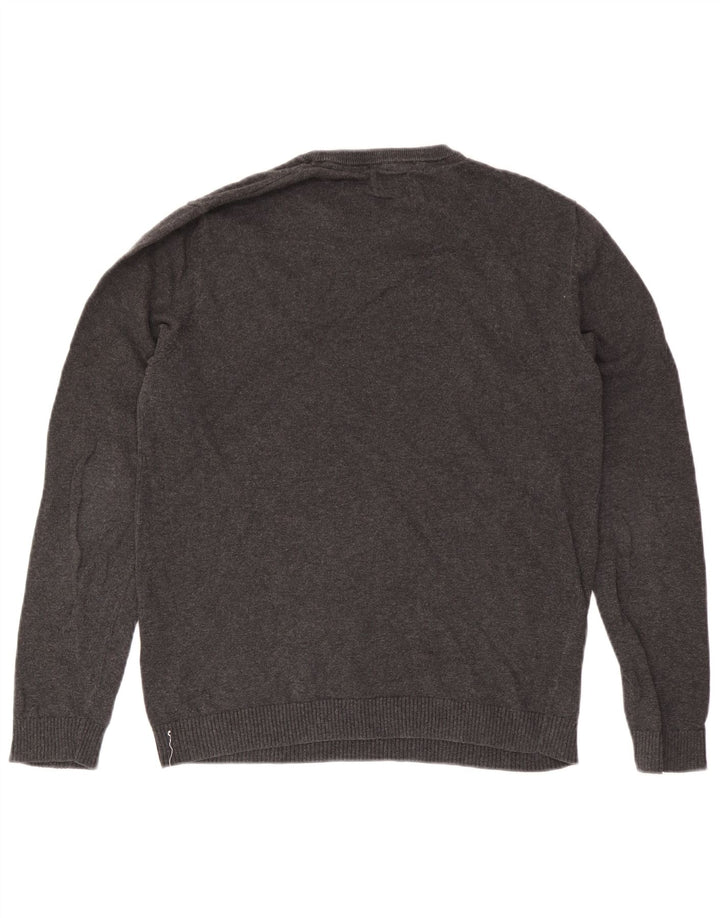 Jack & Jones Ανδρικό πουλόβερ με λαιμόκοψη μεσαίου γκρι βαμβακερό