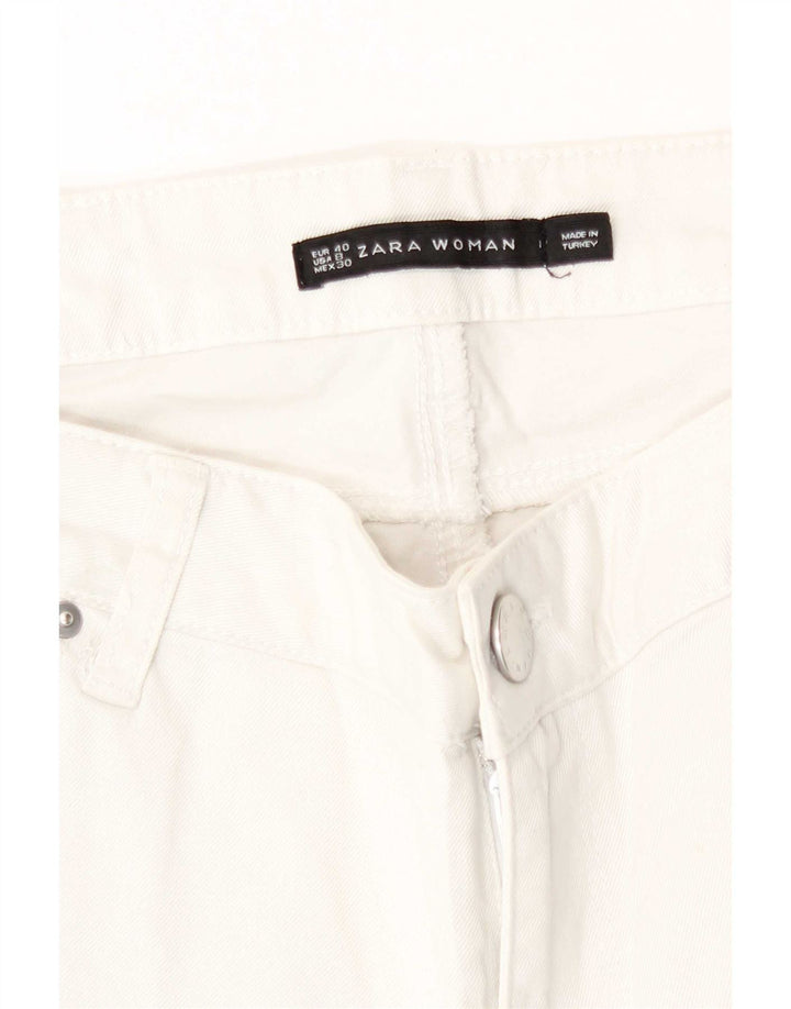 Zara Γυναικείο ίσιο τζιν EU 40 Medium W30 L30 Λευκό βαμβακερό