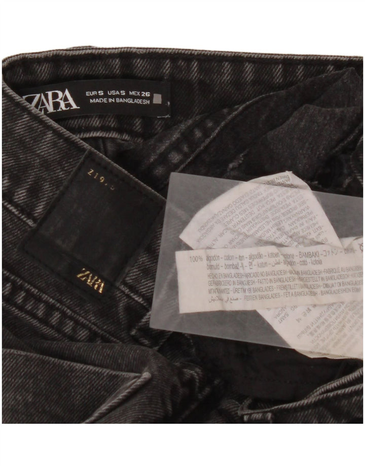 Γυναικείο ψηλό τζιν σορτς ZARA Small W26 Γκρι βαμβακερό