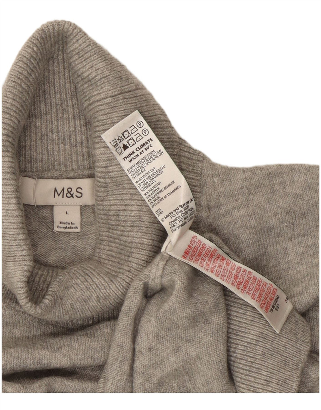 Marks & Spencer Γυναικείο πουλόβερ με ρολό λαιμόκοψη UK 16 με μεγάλα γκρι φλύκταινα
