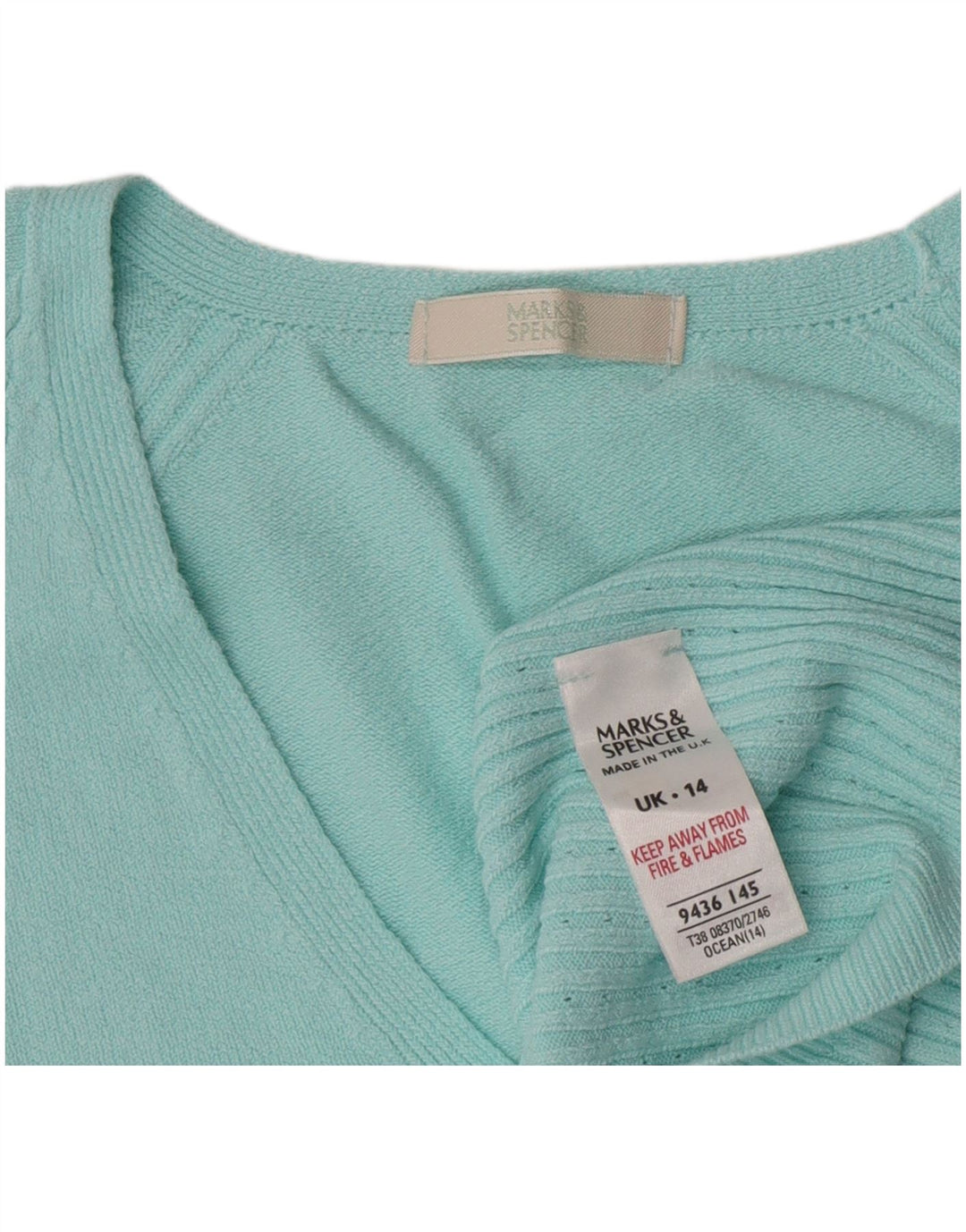 Marks & Spencer Γυναικείο πουλόβερ με λαιμόκοψη με V λαιμόκοψη UK 14 Μεσαίο τιρκουάζ