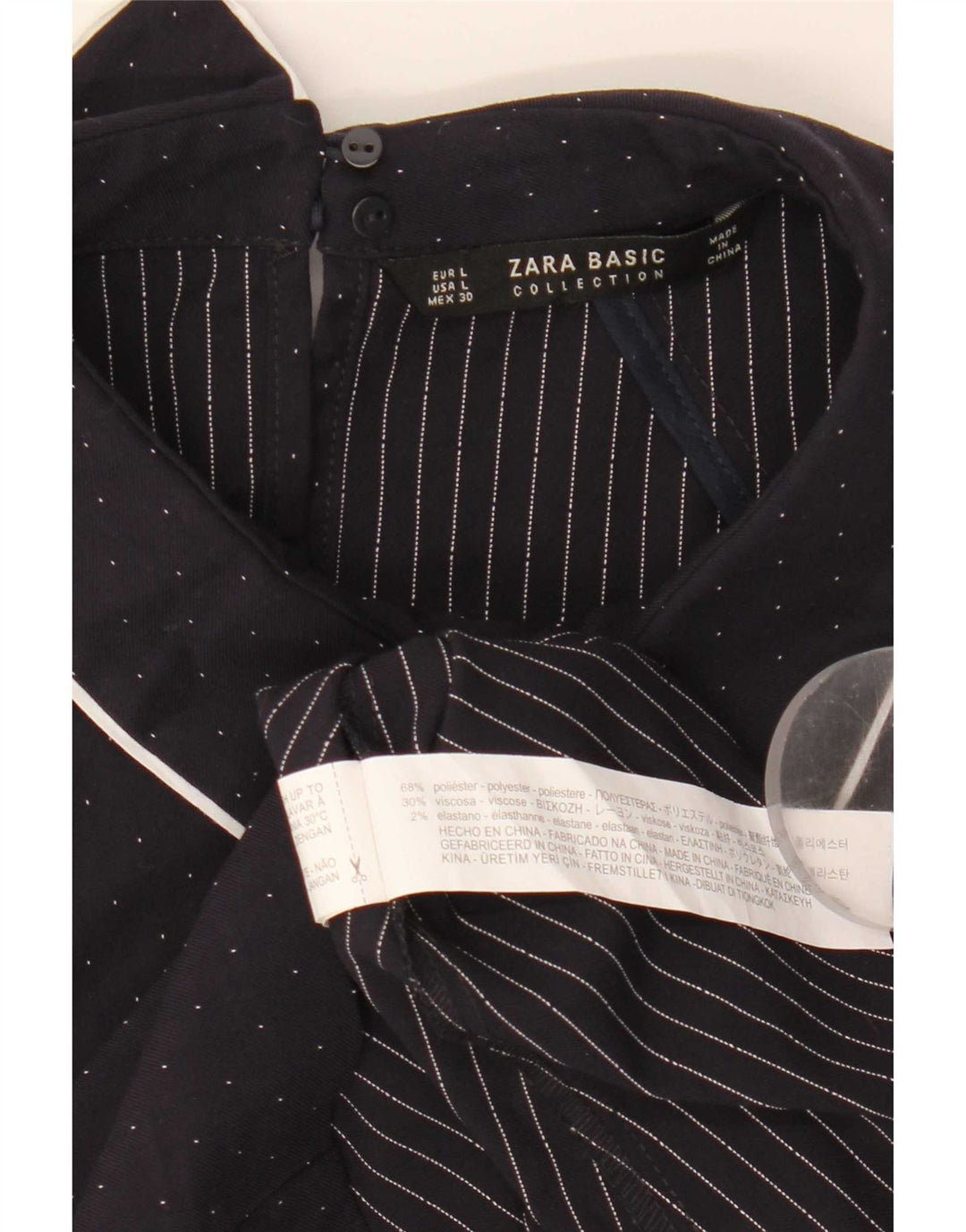 Zara Γυναικείο φόρεμα A-Line UK 14 Large Navy Blue Spotted Polyester