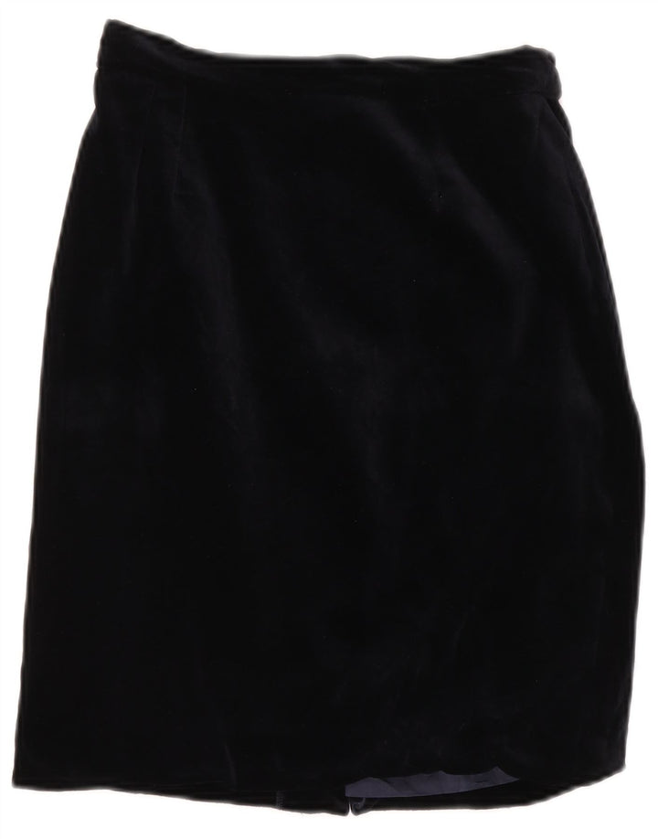 Γυναικεία βελούδινη ψηλόμεση pencil φούστα VINTAGE IT 42 Medium W26 Navy Blue