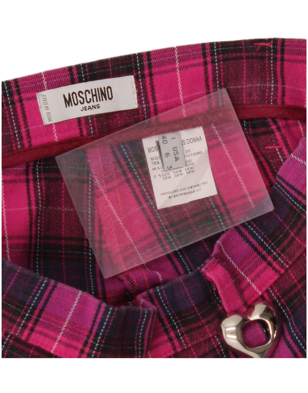 Γυναικείο ίσιο casual παντελόνι MOSCHINO UK 10 Small W28 L28 Pink Check