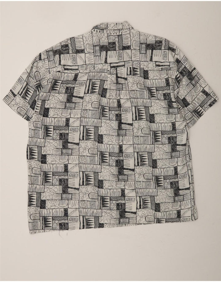 VINTAGE Mens Short Sleeve Shirt 2XL Grey Patchwork Vintage Vintage and Second-Hand Vintage from Messina Hembry 