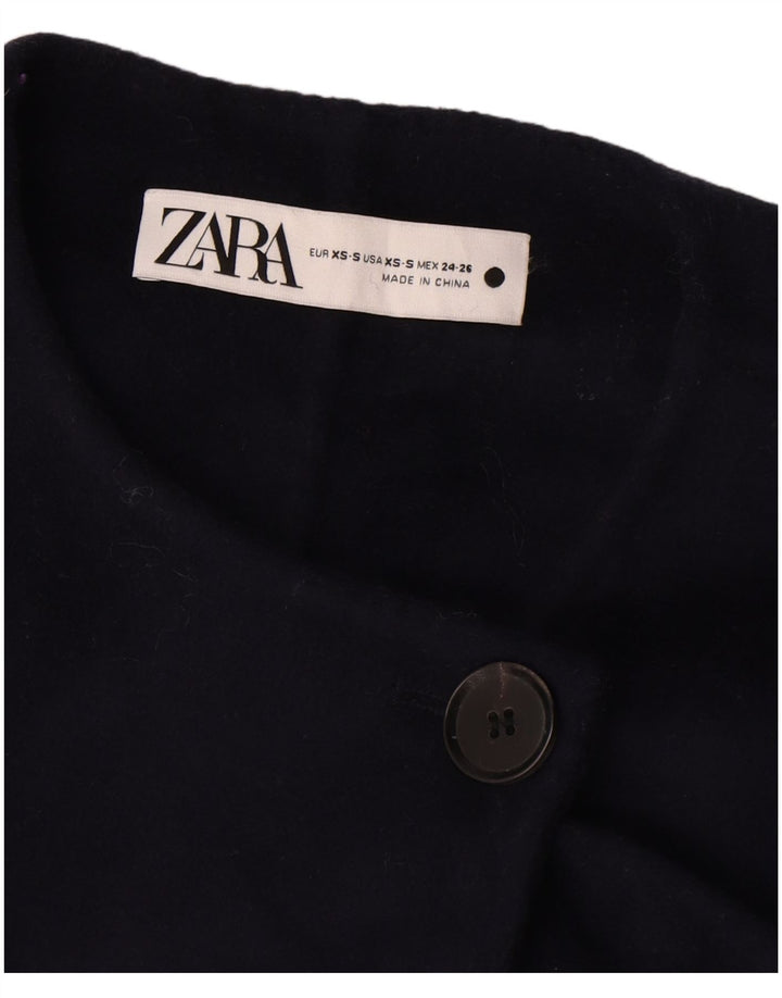 Zara Γυναικείο Longline Oversized Gilet UK 6 XS Navy Blue Wool