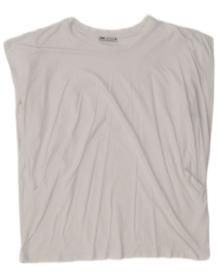 Zara Γυναικείο T-Shirt Oversized Top UK 10 Small White