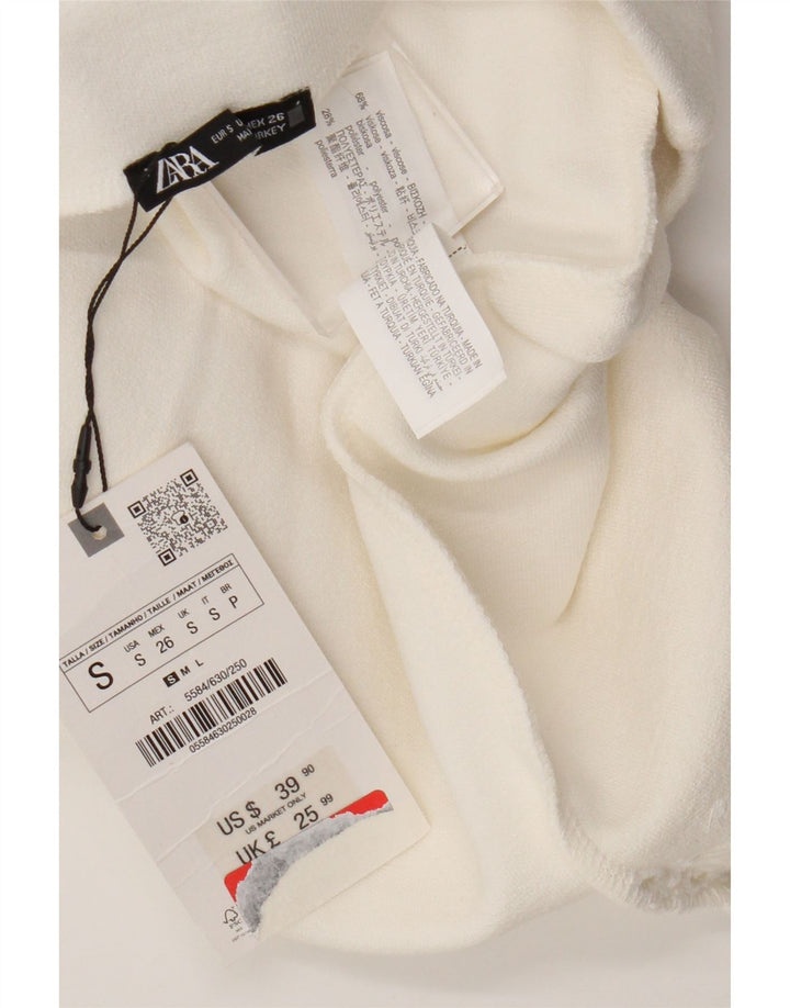 Zara Γυναικεία ίσια φούστα Small W26 White Viscose