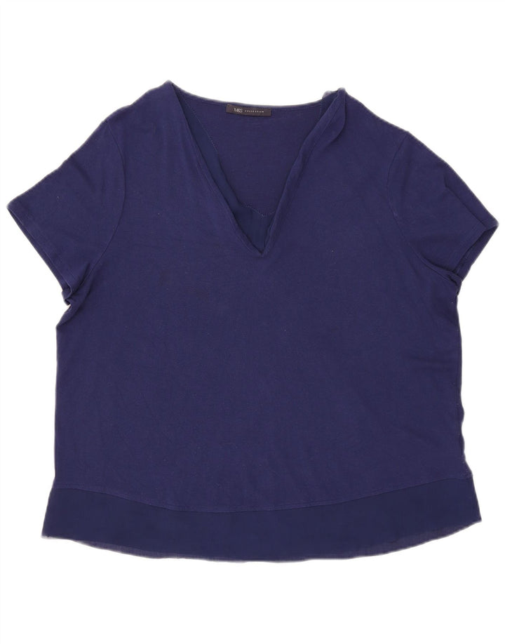 Γυναικεία μπλούζα Marks & Spencer Top UK 16 Large Navy Blue Viscose