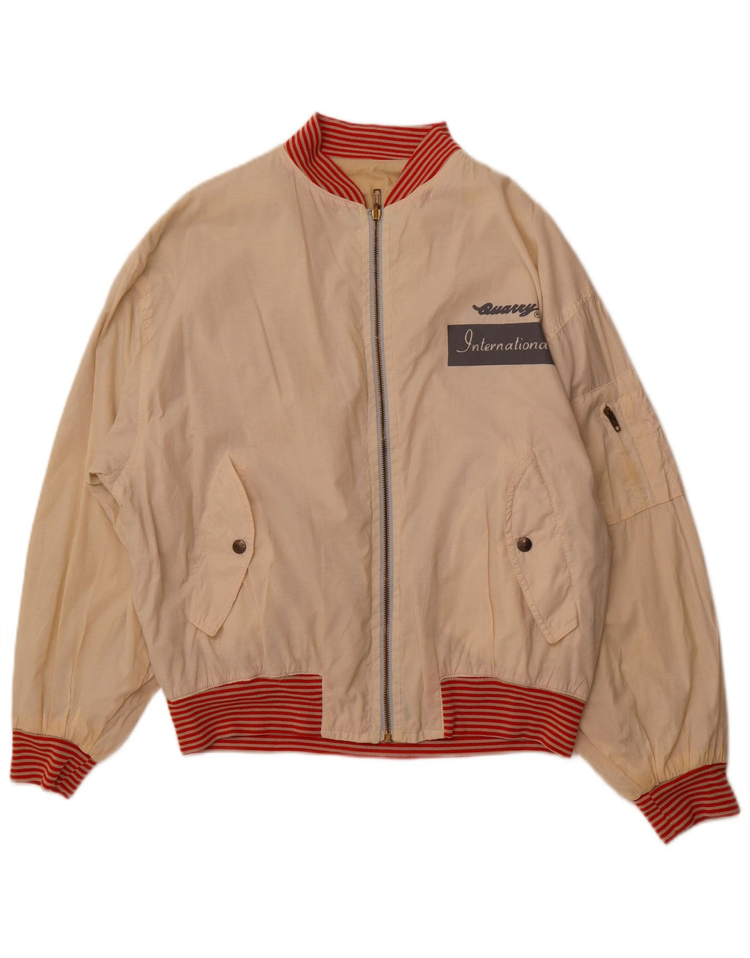 QUARRY Ανδρικό γραφικό αναστρέψιμο μπουφάν UK 42 XL από λευκό βαμβακερό