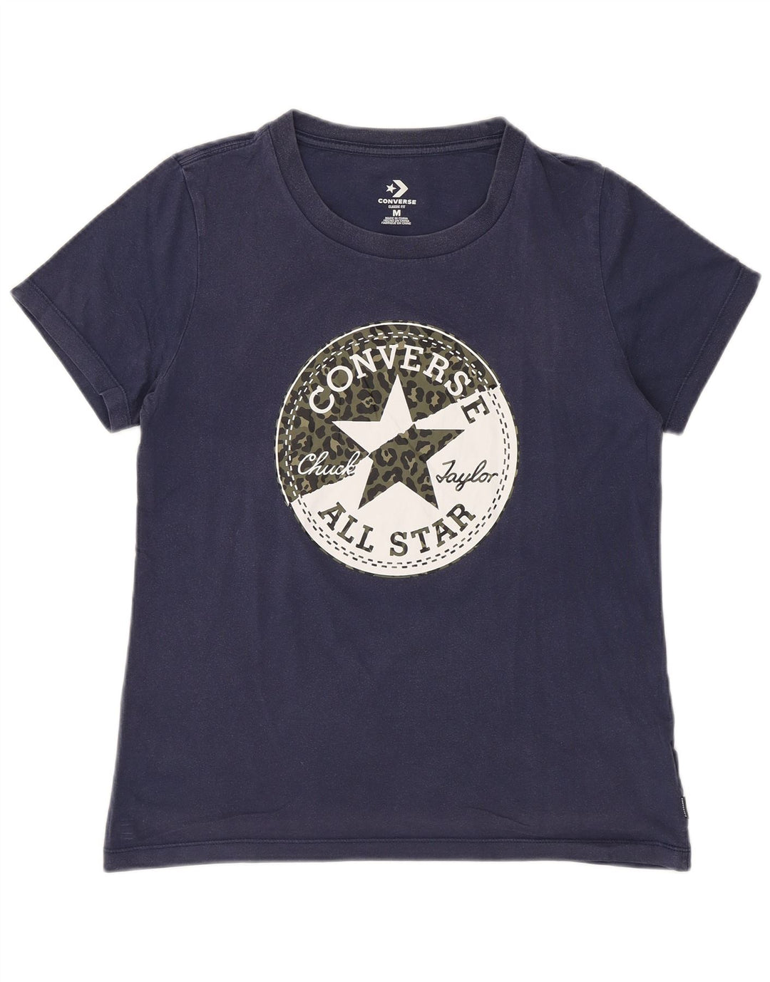 Γυναικείο γραφικό T-Shirt Converse Top UK 12 Medium Navy Blue από βαμβάκι