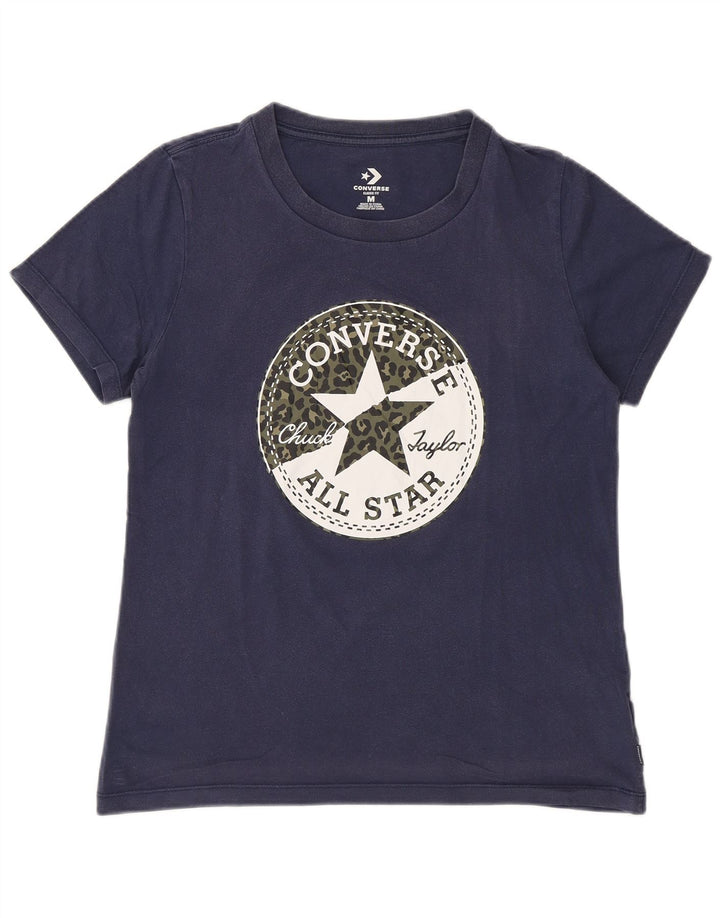 Γυναικείο γραφικό T-Shirt Converse Top UK 12 Medium Navy Blue από βαμβάκι