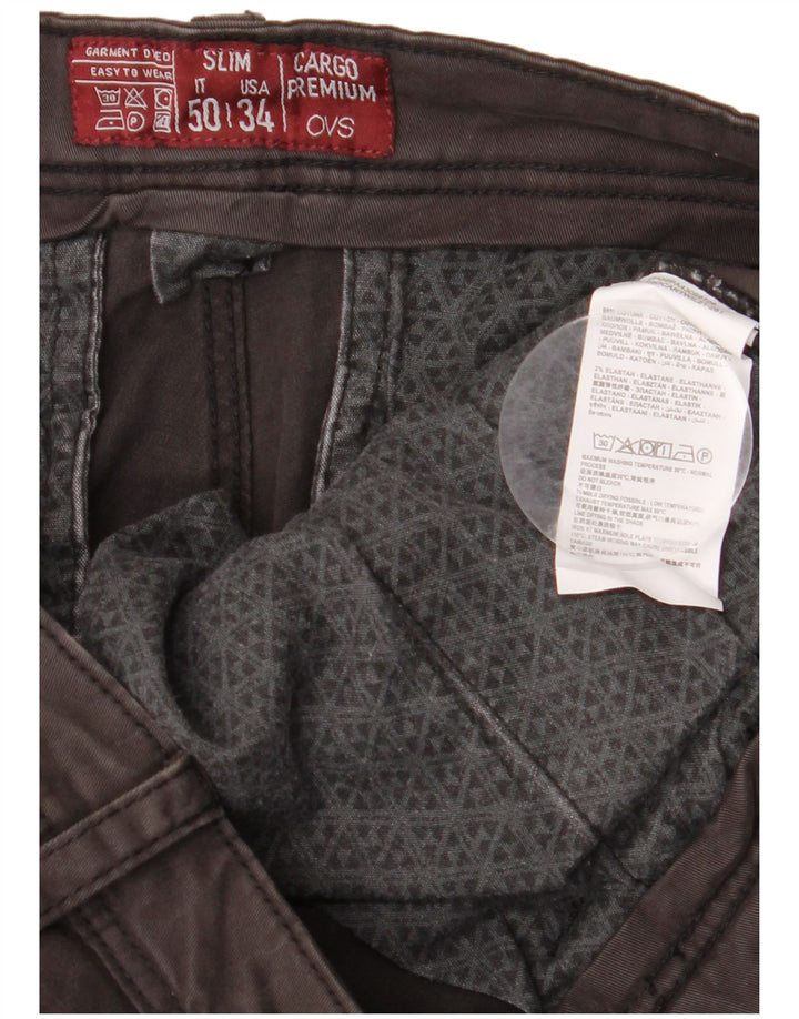 OVS Ανδρικό ίσιο παντελόνι Cargo IT 50 Large W34 L33 Γκρι βαμβακερό