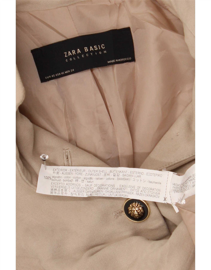 Zara Γυναικείο σακάκι blazer με 4 κουμπιά UK 6 XS Μπεζ βαμβακερό