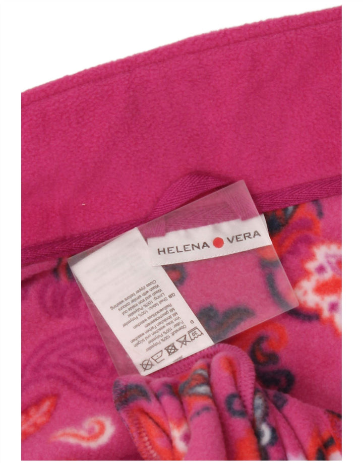 VINTAGE Γυναικείο Fleece Jacket IT 46 Μεγάλο Ροζ Floral Πολυεστέρας