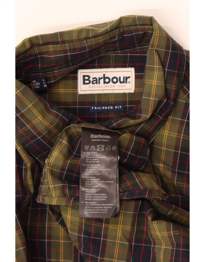 Ανδρικό πουκάμισο Barbour Tailored Fit Μεγάλο χακί βαμβακερό