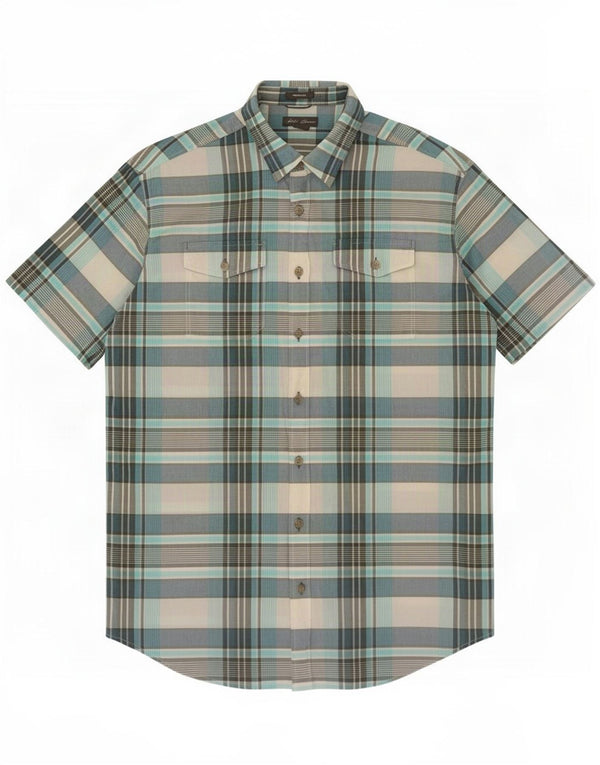 Eddie Bauer Ανδρικό ψηλό κοντομάνικο πουκάμισο Classic Fit Large Blue Check