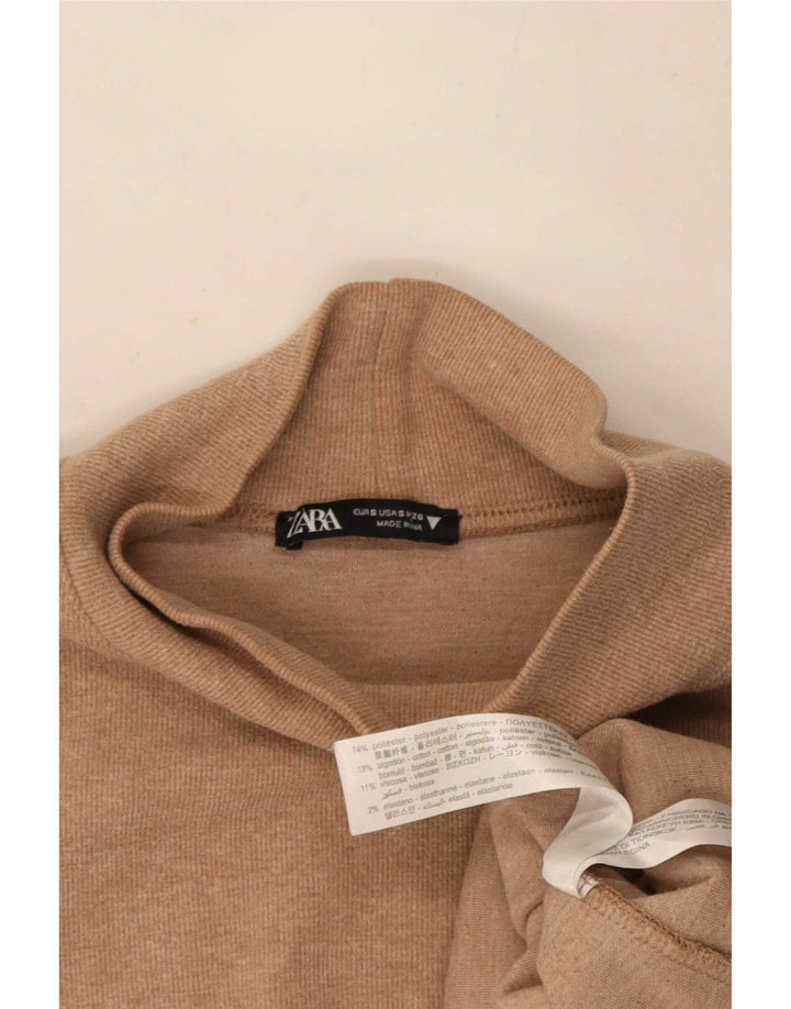 Zara Γυναικείο φόρεμα 3/4 Sleeve Shift UK 10 Small Beige Polyester