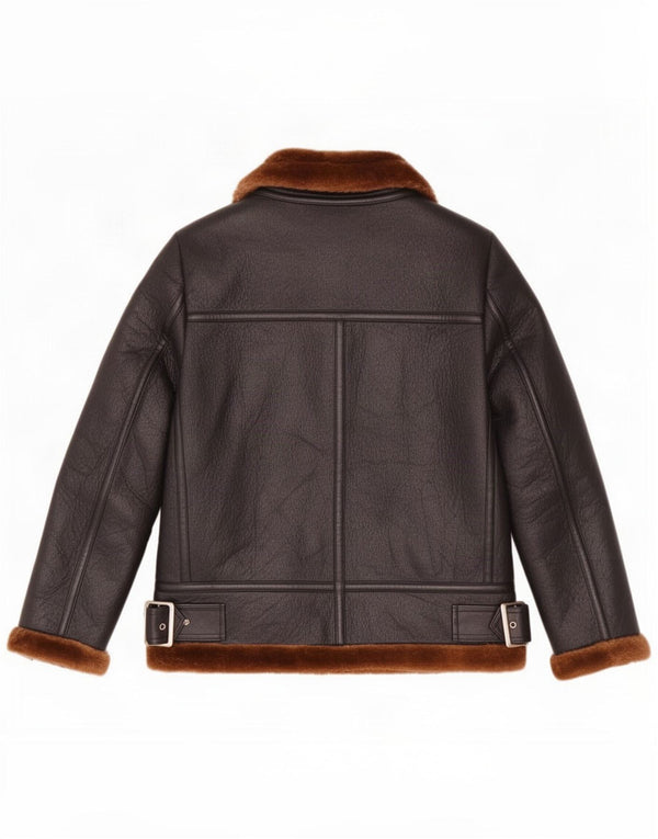 Zara Γυναικείο Loose Fit Sherpa Jacket UK 6 XS Μαύρο Πολυεστέρας