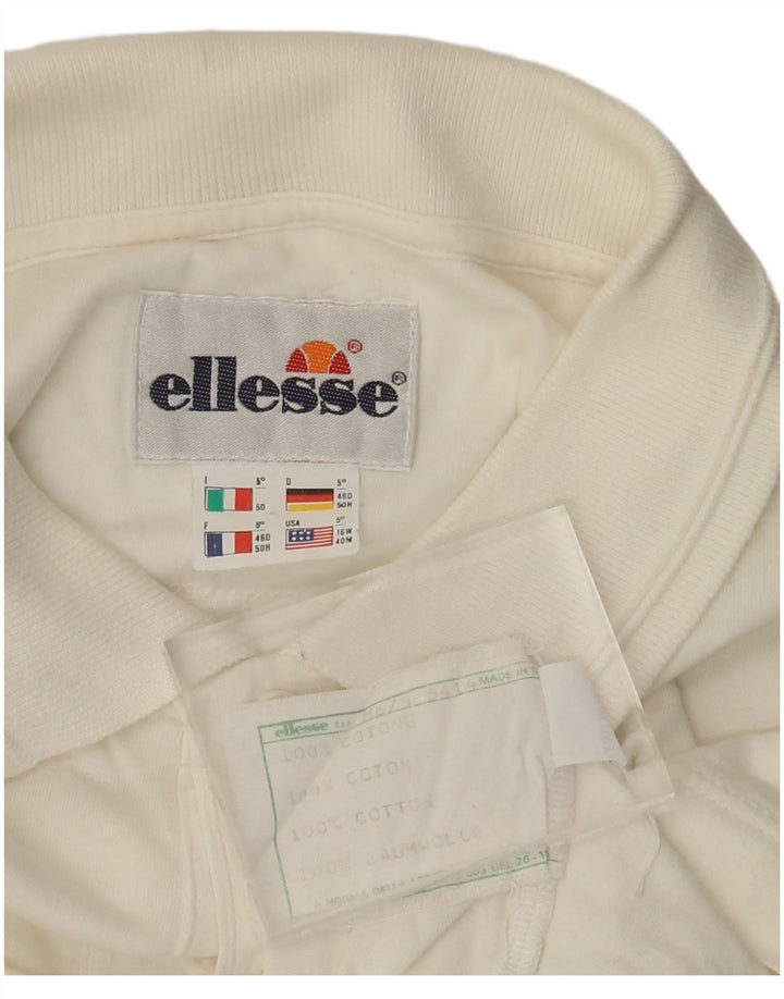 ELLESSE Ανδρικό μακρυμάνικο μπλουζάκι πόλο IT 50 Μεσαίο λευκό γεωμετρικό βαμβάκι