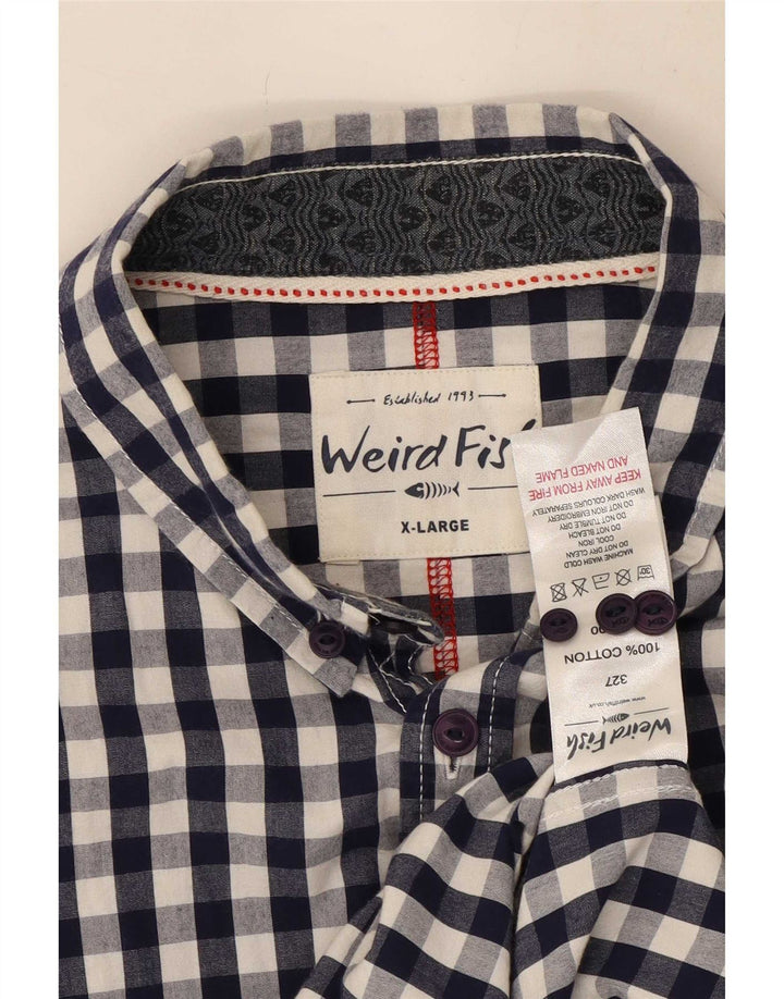 Weird Fish Ανδρικό Πουκάμισο XL Navy Blue Gingham Cotton