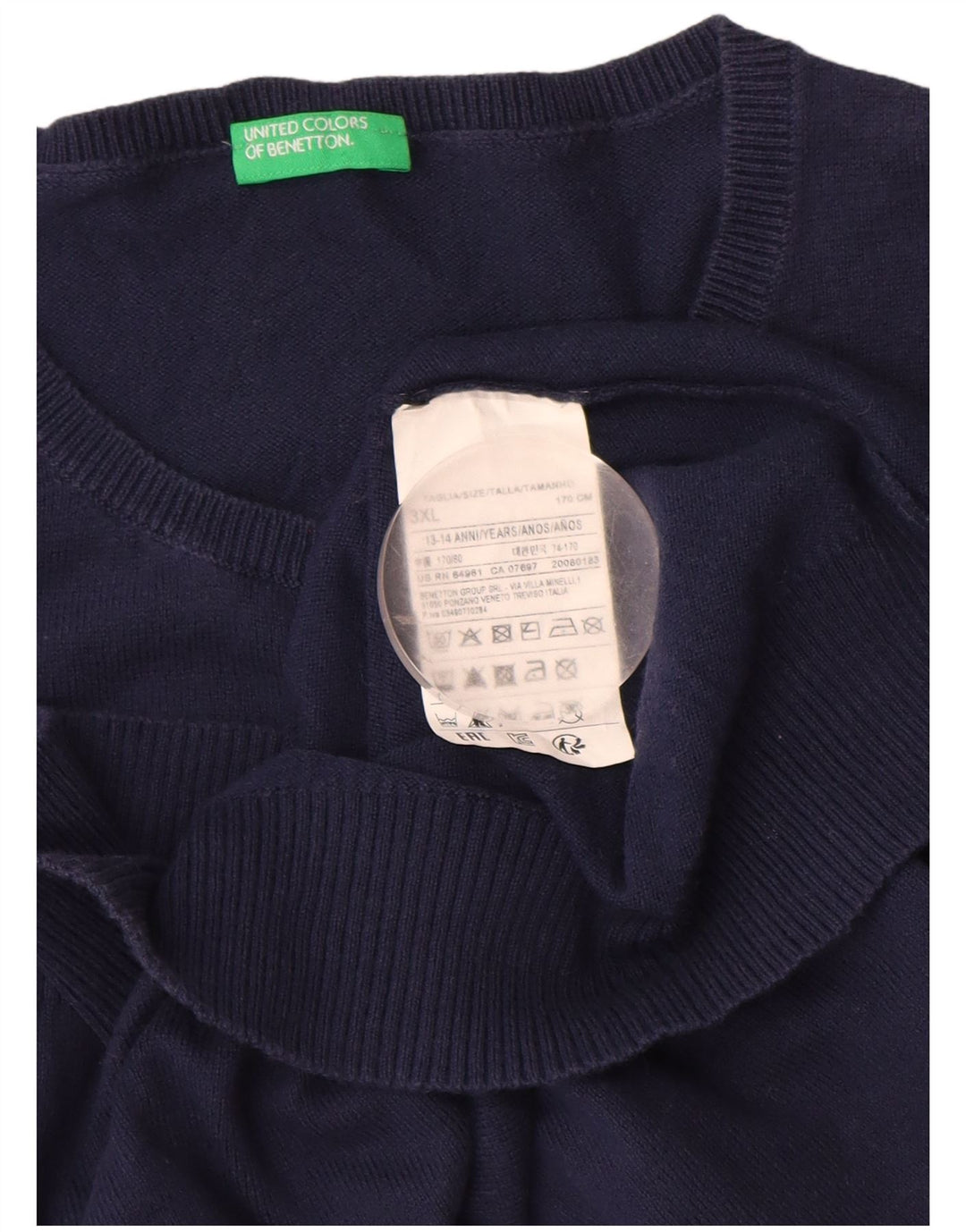 BENETTON Girls Cardigan πουλόβερ 13-14 ετών 3XL Navy Blue Cotton