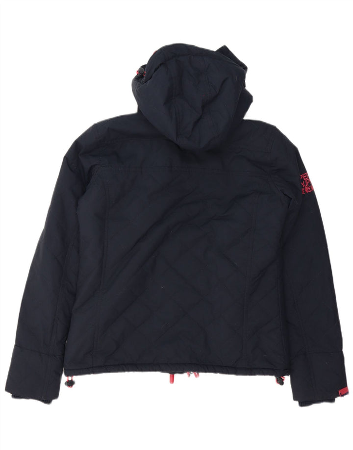 Superdry γυναικείο μπουφάν με κουκούλα αντιανεμικό UK 14 Medium Navy Blue