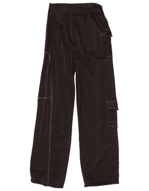 Zara Γυναικείο Φαρδύ Παντελόνι Cargo Μικρό W26 L27 Μαύρο βισκόζη