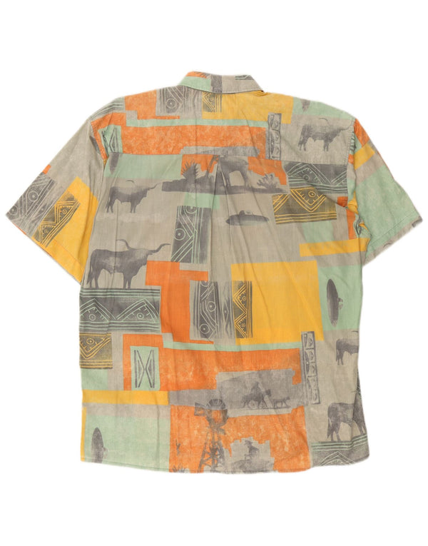 VINTAGE Mens Short Sleeve Shirt Size 41 Large Multicoloured Patchwork