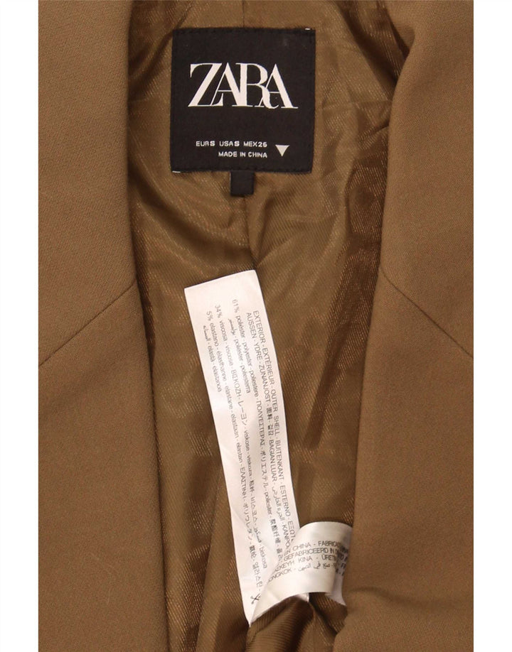 Zara Γυναικείο τζάκετ μπλέιζερ μεγάλου μεγέθους με 2 κουμπιά UK 10 μικρό καφέ πολυεστέρα