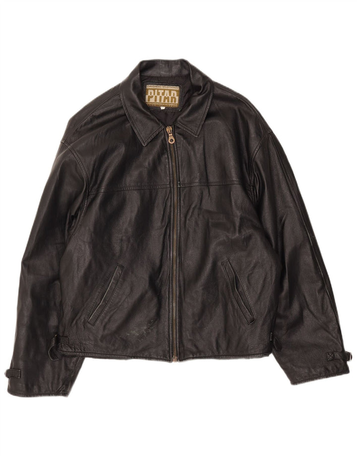 Vintage Ανδρικό Δερμάτινο Μπουφάν IT 52 XL Μαύρο Δερμάτινο