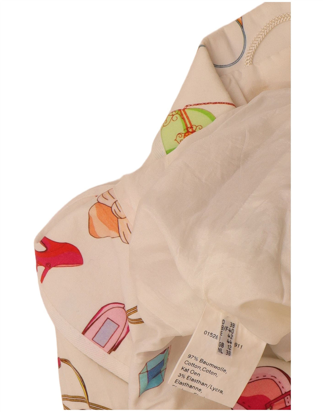 Vintage Γυναικείο Abstract Pattern Μπουφάν Blazer UK 12 Μεσαίο λευκό βαμβακερό