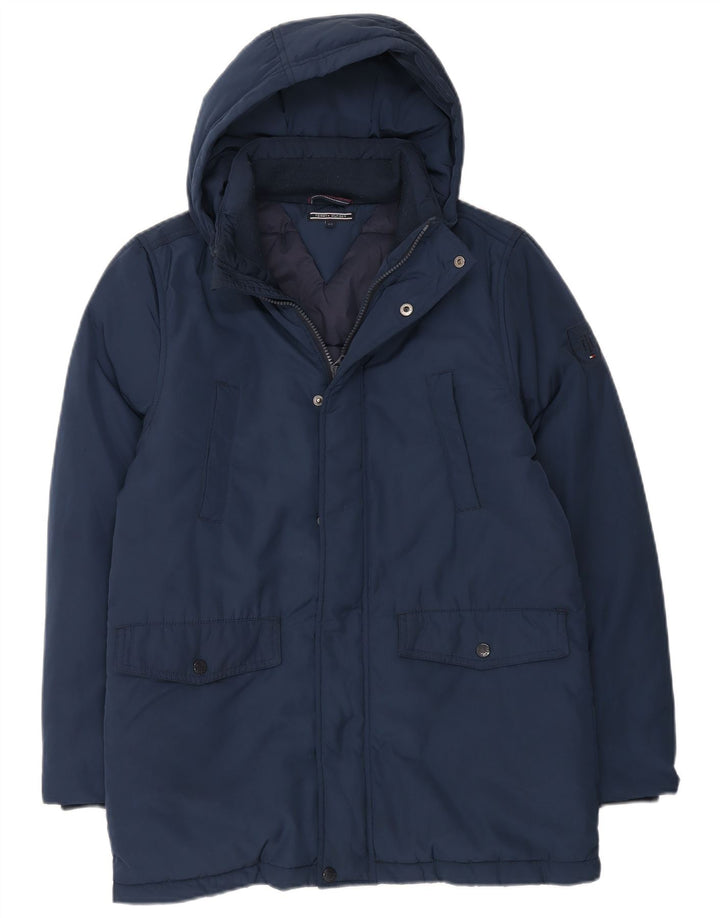 Tommy Hilfiger Boys με κουκούλα με επένδυση παλτό 13-14 ετών Navy Blue Polyester