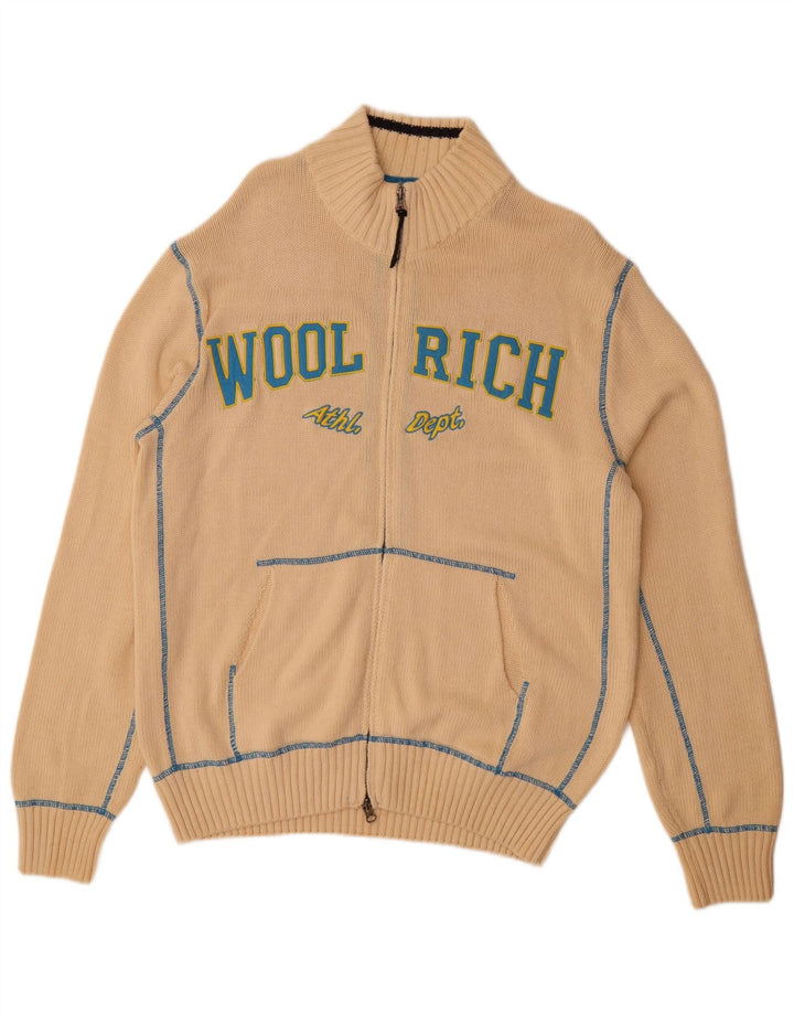 Ανδρικό πουλόβερ γραφικών ζακέτα WOOLRICH XL Μπεζ βαμβακερό
