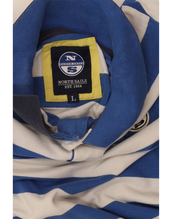 North SAILS Ανδρικό μπλουζάκι ράγκμπι πόλο μεγάλο μπλε ριγέ βαμβακερό