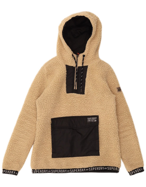 Superdry Γυναικείο Υπερμεγέθη Γραφικό Fleece Jumper UK 8 Small Beige