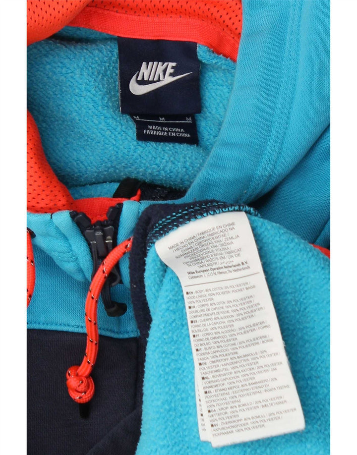 Ανδρικό πουλόβερ Nike με φερμουάρ με κουκούλα σε μεσαίο μπλε χρώμα, βαμβακερό