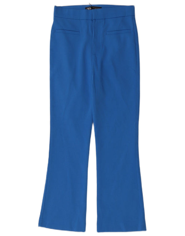 ZARA Γυναικείο ψηλόμεσο μποτάκι casual παντελόνι XS W24 L26 Μπλε βαμβακερό