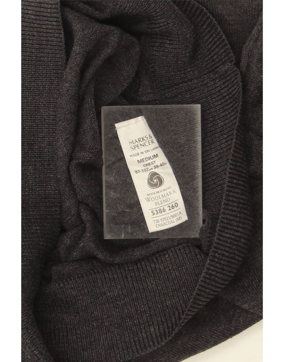 Marks & Spencer Ανδρικό πουλόβερ με λαιμόκοψη με λαιμόκοψη με μεσαίο γκρι ακρυλικό