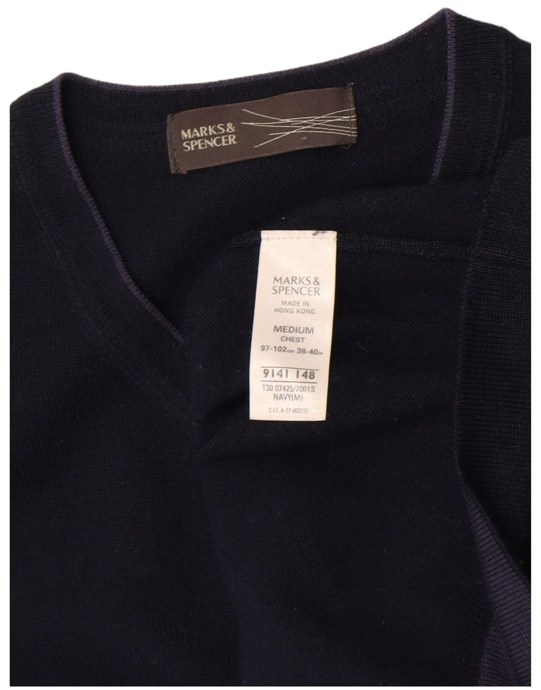 Marks & Spencer Ανδρικό πουλόβερ με λαιμόκοψη με λαιμόκοψη με μεσαίο μπλε ακρυλικό