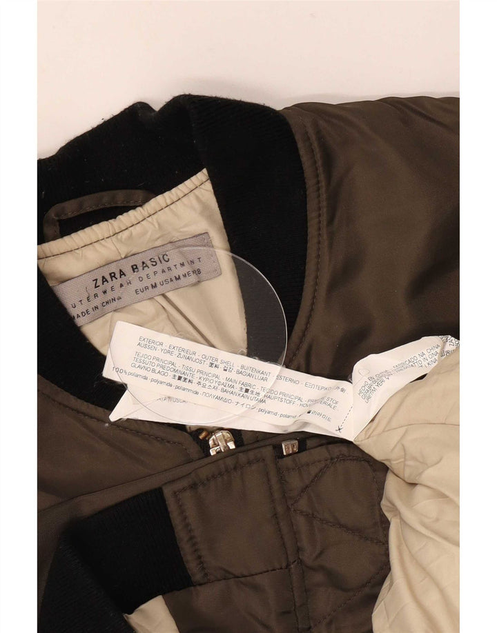 Zara Γυναικείο Oversized Bomber Jacket UK 14 Medium Khaki Colourblock
