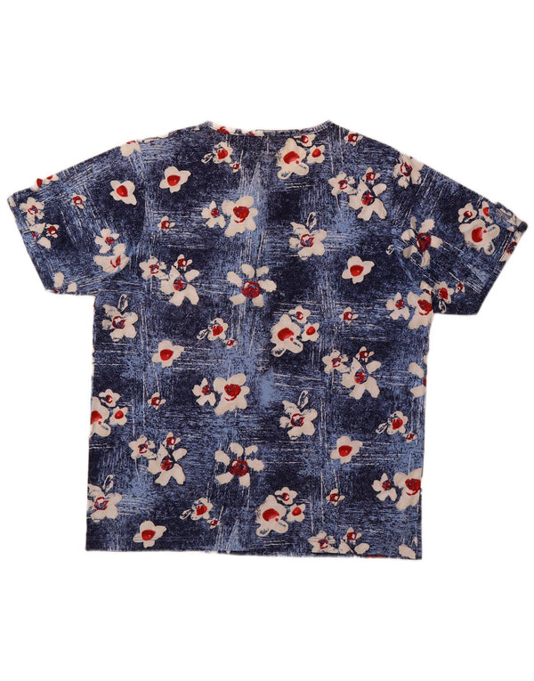 Vintage Γυναικείο γραφικό T-Shirt Top UK 18 XL Blue Floral