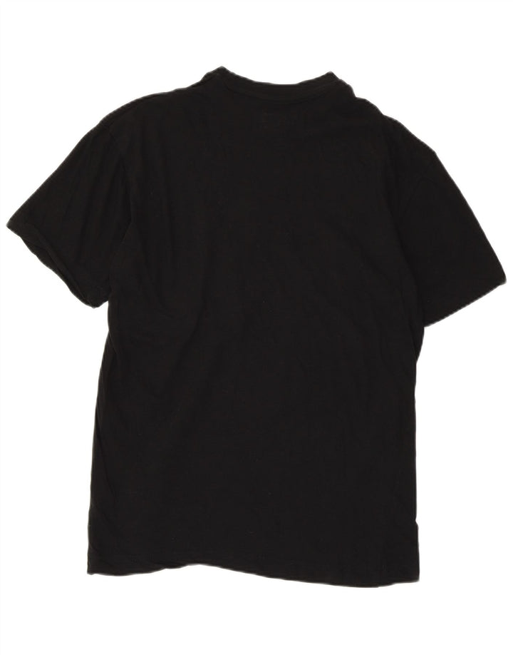 KAPPA Γυναικείο γραφικό T-Shirt Top UK 14 Large μαύρο βαμβακερό