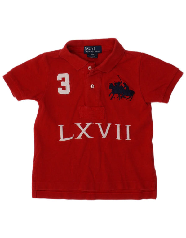 POLO RALPH LAUREN Βρεφικά αγόρια γραφικά μπλουζάκια πόλο 12-18 μηνών κόκκινο βαμβακερό